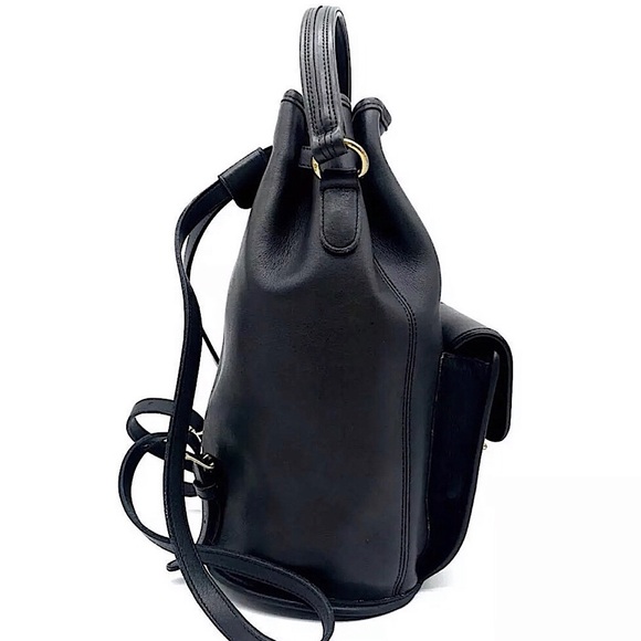 VINTAGE COACH Black Leather Sling Knapsack Backpack COMES WITH: COA, Dust Bag - Picture 9 of 13